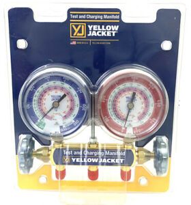 Yellow Jacket 42001 Series 41 Manifold Only, 3-1/8&#034; Gauges - R-22 / 404A / 410A