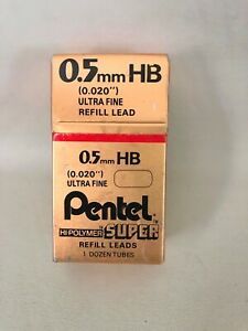 NEW! C505-HB Pentel Super Hi-Polymer Refill Leads 0.5mm HB Ultra Fine 12 Tubes