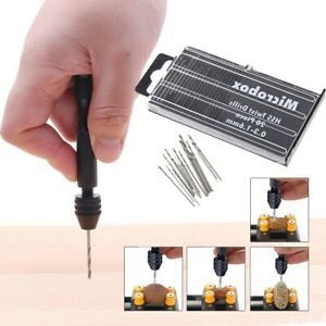 Model Craft Tiny DIY Mini Hand Pin Vise Tools Set HSS Drill Bit Twist