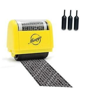 Wide Identity Theft Protection Roller Stamp Set - (3 Refill Ink Yellow