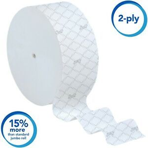 Scott Essential Jumbo Roll JR. Coreless Toilet Paper (07006), 2-PLY, White