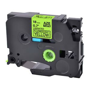 1PK TZe-C41 TZ-C41 18MM Black On Fluorescent Yellow Label For Brother PT-H300