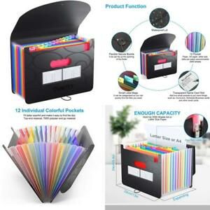 Accordion File Organizer 12 Pockets,Expanding File Folder Plastic Letter Size Wi