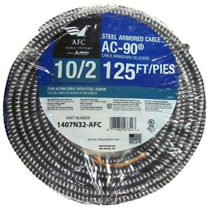Armored Electrical Cable 125 ft. 10-Gauge Flame Retardant Galvanized Steel