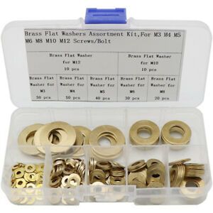 1X(Brass Flat Washer Assortment Set Copper Gasket Gasket Flat Seal Assortment