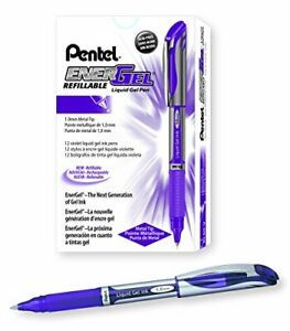 Pentel ENER-GEL Deluxe Liquid Gel Pen Bold Line Metal Tip Violet Ink Box of 1...