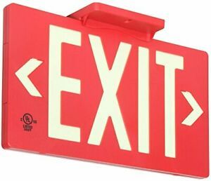 UL Listed 100 Foot Jessup Glo Brite 7052-100-B PF100 Molded Plastic Exit Sign...