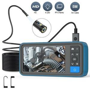Dual Lens 1080P Industrial Endoscope 4.5” Screen 5M Snake Camera with 6 LED
