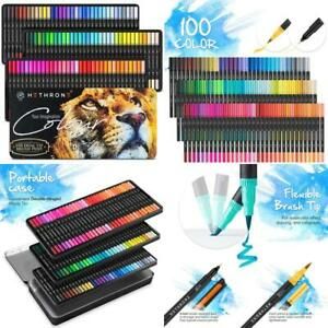 Hethrone 100 Colors Dual Brush Pens Colored Markers With 0.4Mm Fine-Liner Tip An