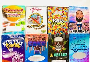 100x Assorted Mix foil lined mylar resealable cookie bags 20x 5 designs Max
