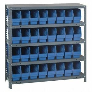 QUANTUM STORAGE SYSTEMS 1239-201BL 36 in W, 32 No. of Bins, Blue