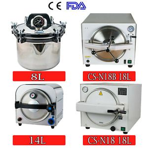 FDA Medical Dental Lab Autoclave Steam Sterilizer Sterilization System 8/14/18L