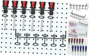2 Pieces Pegboard Screwdriver Holder Peg Board Tool Utility Hooks Six Black