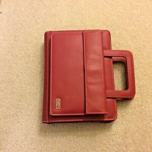 Red Classic Franklin Covey Planner Binder Organizer Retractable Handles Day One