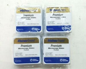 4 Pack Fisherfinest Premium Microscope Slides Frosted Fisher 12-544-2 25x75x1