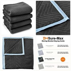 Sure-Max 4 Moving &amp; Packing Blankets - Ultra Thick Pro - 80&#034; x 72&#034; (65 lb/dz wei