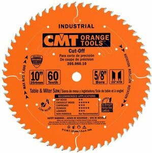 CMT 205.060.10 Industrial Cut-Off ATB Saw Blade, 10-Inch x 60 Teeth 20° ATB