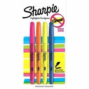 Sharpie Pocket Highlighter  Smear Safe Ink  Chisel Tip - 3 Varying Colors  Great