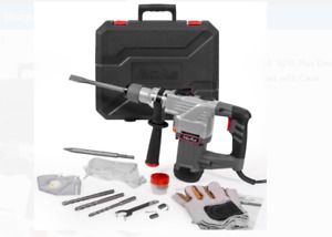 1-1/4&#034; SDS Plus Electric Rotary Hammer Drill Chisel Point &amp; Flat Bits w/ Case