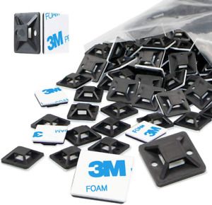 Zip Tie Mount 0.75 Inch 20 mm Small Wire Tie Adhesive 100pcs 0.75n Black