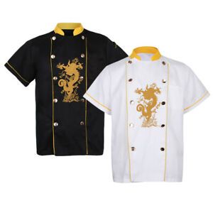 Chef Embroidery Dragon Uniforms Stand Up Collar