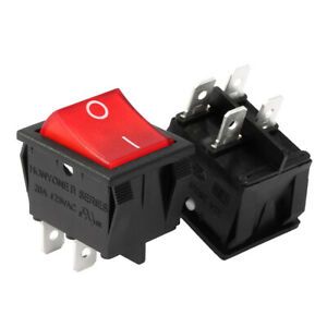 2Pcs AC 20A/125V 22A/250V DPST 4P 2 Position I/O Red Light Boat Rocker Switch