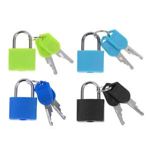 4x Mini Padlock Strong Suitcase Keyed Lock Multicolored Waterproof Tiny