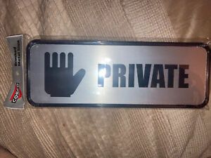 Cosco Private Sign - &#034;private&#034; - 9&#034; Width X 3&#034; Height - Metal - Silver, Black,