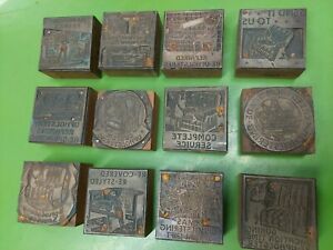 Vintage Wood Copper Block Printing Letterpress Stamp UPHOSTERY ADVERTIZING
