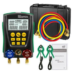 HVAC Digital Refrigeration Manifold Gauge Vacuum Pressure Temp Leak Tester Car