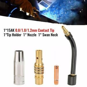 15AK 4pcs Torch Welding Accessories For MIG Welder Nozzles Swan Neck New