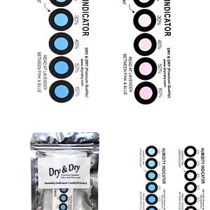 Dry &amp; Dry Premium Humidity Indicator Cards (12 Cards) - 10-60% 6 Spot(Reusable)