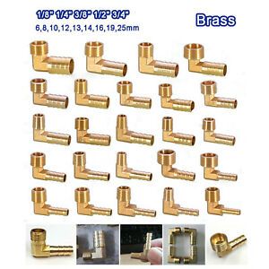 Brass BSP Thread Male Elbow x Barbed Hose Tail Fittings Connector 1/8&#034; ~ 3/4&#034;