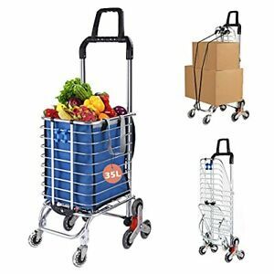 Grocery Cart with Wheels Folding Shopping Cart with Large Heavy-Duty and Rolling