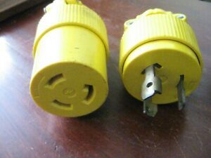 Pass &amp; Seymour 30 Amp 250 Volt 3 Blade Twist Lock Plug &amp; Connector Rec. Set USA