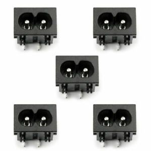 5xIEC320 C8 2 Pin Male Power Socket With Switch 2.5A 250V For Boat DIY AC-20BW U