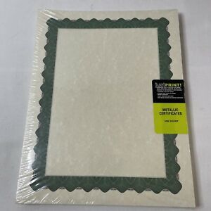 Great Papers Metallic 8.5 x 11 Certificates Beige/Green 934200 NEW!!