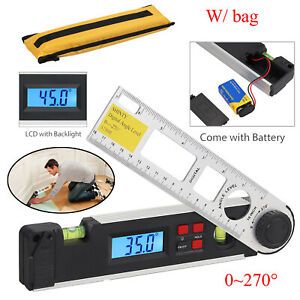 0~270° LCD Digital Inclinometer Protractor Spirit Level Angle Finder Gauge Meter