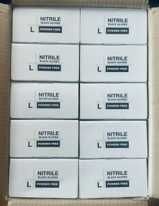 Large Black Victoria Bay Powder-Free Nitrile Gloves 1 Case/10 Boxes