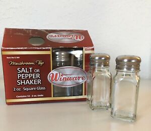 Winco G-309, 2-Ounce Square Glass Shaker with Mushroom-Shaped Stainless Top NEW