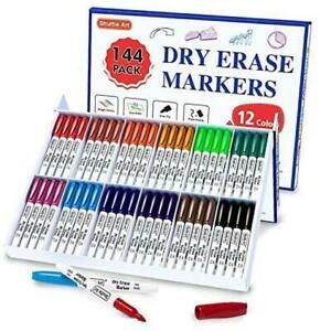 Dry Erase Markers, 12 Colors 144 Bulk Pack Whiteboard Markers, Fine Point Dry