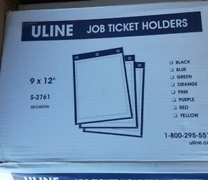 NEW Uline Black Job Ticket Holders Size 8 1/2 x 11&#034; #S-5498  50 Per Carton