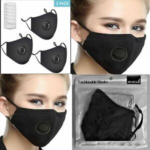 3 Individually Packaged Black Washable Reusable Face Cover, for resale or gif...