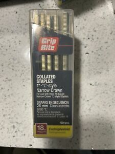 (LOT OF 3) Grip-Rite Narrow Crown Staple 1” L x 1/4” W Galvanized Steel 3000 Pcs