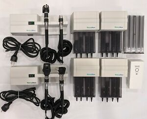 2 Welch Allyn 767 Wall Transformers, 3 Heads Otoscope Opthalmoscope &amp; Dispensers