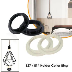 2 x Black or White Light Shade Collar Anneau Adaptor E27 / E14 Lamp Bulb Holder