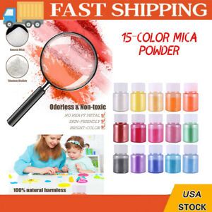 Natural Mica Shimmer Mineral Powder Pigment Dyes - Set of 15 - Cosmetic Grade
