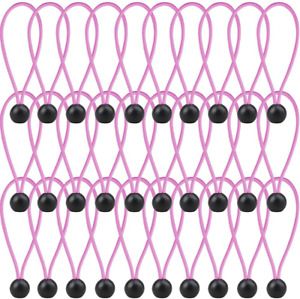 AOPRIE 30 Pcs Bungee Cords with Balls 4 Inch Pink Ball Bungees Heavy Duty Tarp B