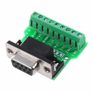 DB9 RS232 Serial to Terminal Female Adapter Connector Breakout Board Black+GE6K5