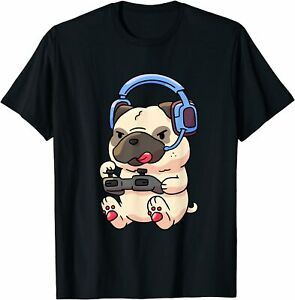 NEW LIMITED Gamer Pug Video Game Funny Premium Gift Idea Tee T-Shirt S-3XL